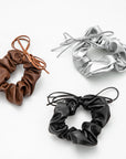 Leatherette Bow Scrunchies (Set of 3)